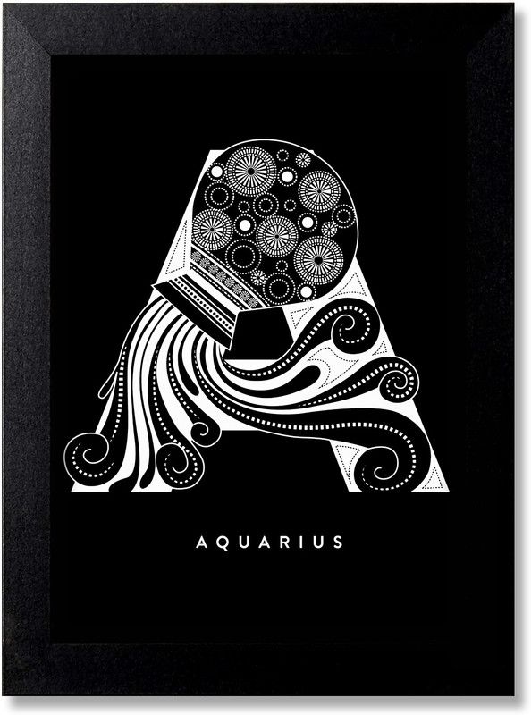 Blue Nexus Beautiful Aquarius Zodiac Sign Digital art poster Wall Poster with Wall Frame Wall Stickers Room Art Poster_FBNWPM107 Digital Reprint 12 inch x 9 inch Painting  (With Frame)