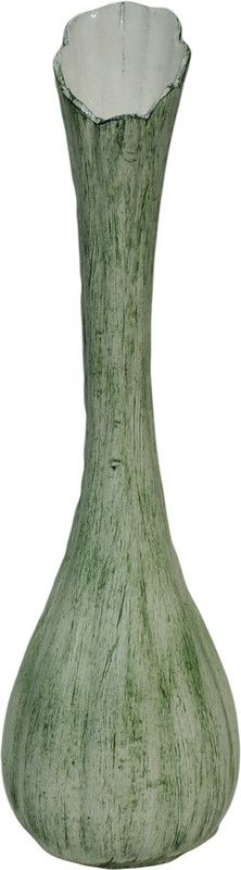 Brass Gift Center Aluminium Flower pot Aluminium Vase  (20 inch, Green, White)