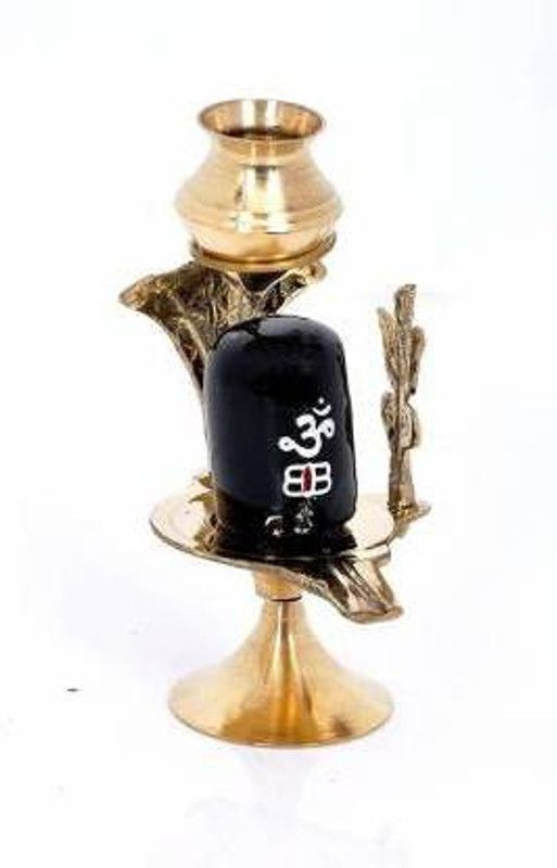 SBBCO Brass Shiva Ling Lingam Shivling Statue1 Decorative Showpiece - 7 cm  (Brass, Gold)