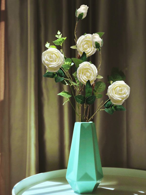 Artsy White Rose Artificial Flower  (27.5 inch, Pack of 1, Flower Bunch)