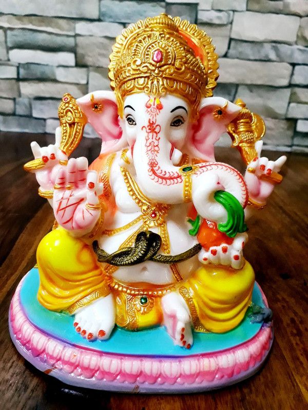 MG Mohaak Gallery Ganesh Ganesha Ganpati Idol Showpiece Statue For Office Home Decor Temple MG1111 Decorative Showpiece - 17.78 cm  (Polyresin, Multicolor)