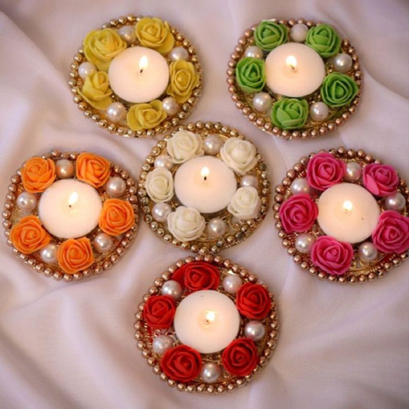 VOCALINDIA Diwali Candle Set Candle  (Multicolor, Pack of 6)
