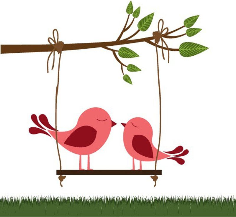 Asmi Collections 90 cm Beautiful Swinging Birds on Branches wall sticker Removable Sticker  (Pack of 1)