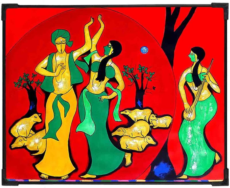 FURNATO Digital Reprint 7.5 inch x 6 inch Painting  (With Frame)