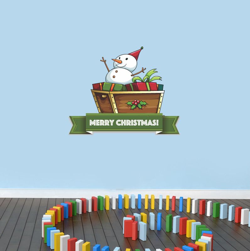 Psychedelic Collection 48 cm Merry christmas snowman gifts multicolor pvc vinyl wall sticker Self Adhesive Sticker  (Pack of 1)