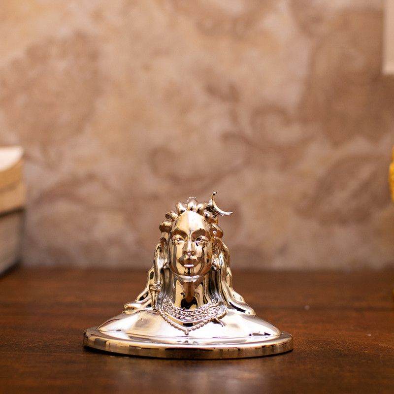 StatueStudio Adiyogi Statue Car Dashboard Shiva Statue Pooja Items for Home & Office Temple Decorative Showpiece - 6.9 cm  (Polyresin, Silver)