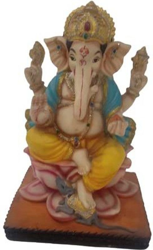 ISHAAN STATIONERY MART Divine Collection Hindu God Shri Ganesh Ganesha Statue Decorative Showpiece - 8 cm  (Metal, Multicolor)