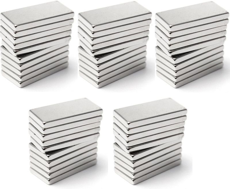ART IFACT 50 Pieces of 25mm x 10mm x 2mm Neodymium Magnets - N52 Rectangular Magnets - Rare Earth NdfeB Magnets - For DIY, School Project or Commercial Usage Fridge Magnet, Multipurpose Office Magnets, Magnetic Paper Holder Pack of 50  (Silver)