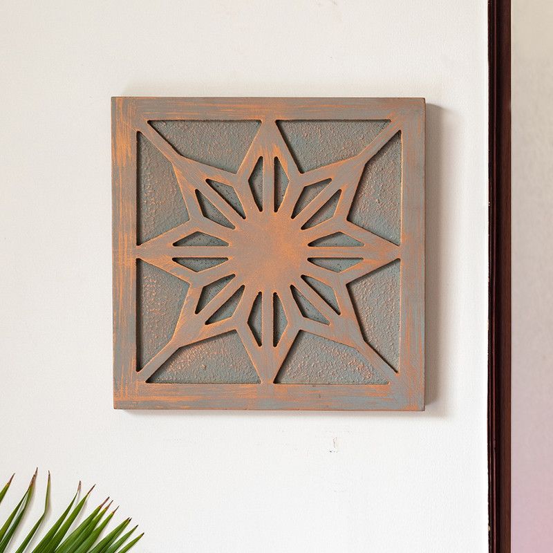 ExclusiveLane 'Wodden Florals' Handcrafted Wooden Wall Décor|Hanging In Decorative Showpiece - 30 cm  (Wood, Pink, Grey)