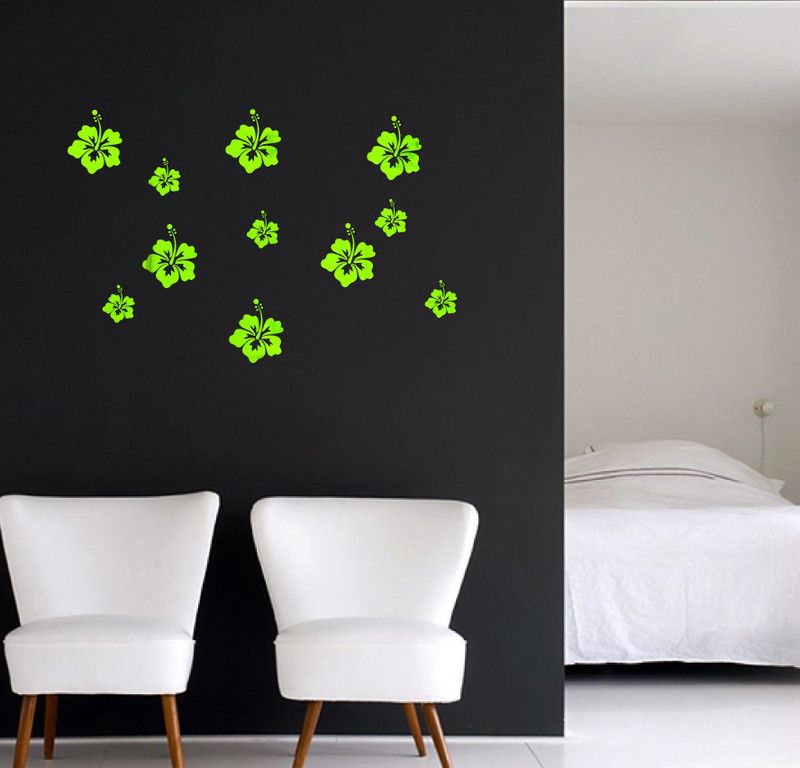 Décor Studio 11 cm decorative beautiful flowers green acrylic sticker Self Adhesive Sticker  (Pack of 1)