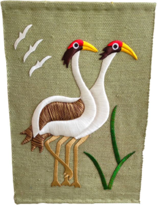 KALAVITHIKA Home Décor Silk Wall Hanging Emu Tapestry  (Multicolor)