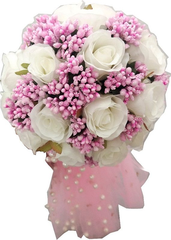 3A Featuretail Pink Rose Artificial Flower  (10 inch, Pack of 15, Flower Bunch)