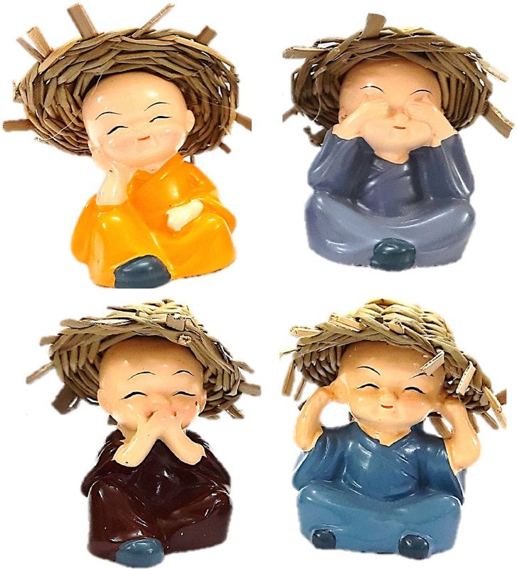 AFTERSTITCH hat monk Showpiece Decorative Showpiece - 6.5 cm  (Polyresin, Multicolor)