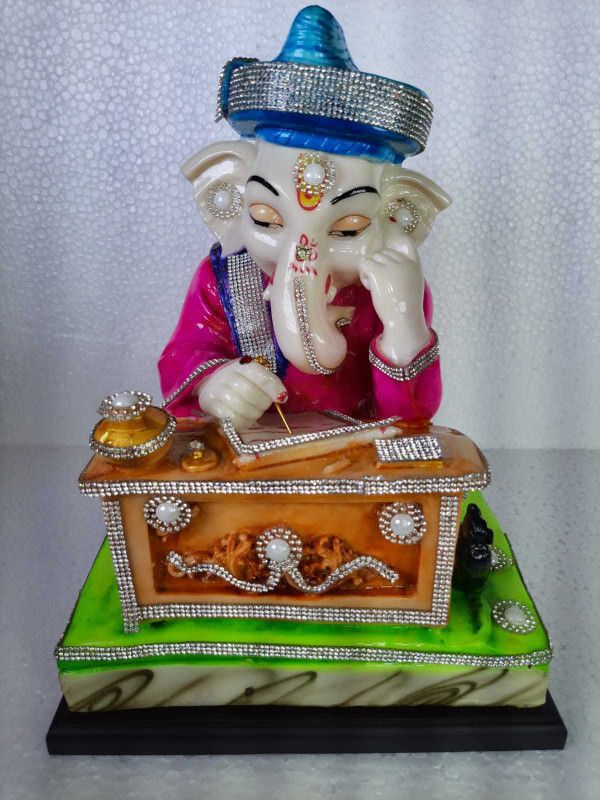 Murtikala Lord Ganesha Ganesh Ganpati Hindu Figurine Show Peace Murtii Decorative Showpiece - 22.86 cm  (Ceramic, Multicolor)