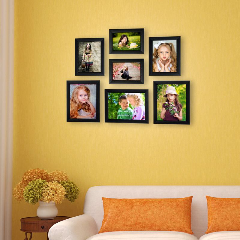 AJANTA ROYAL Glass Personalized, Customized Gift Best Friends Reel Photo Collage gift for Friends, BFF with Frame, Birthday Gift,Anniversary Gift Wall  (Black, 7 Photo(s), 3-6x8, 2-5x7 & 2-4x6 Inch)