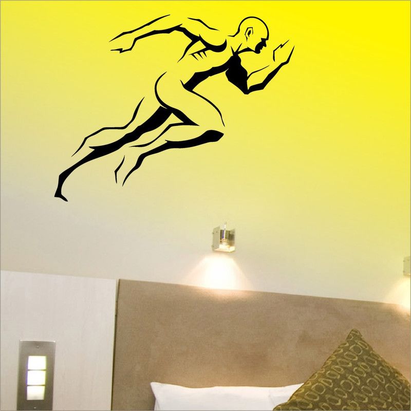 Decor Villa 66 cm Decor Villa Run Wall Decal And Black Sticker Size-L 66*50 Self Adhesive Sticker  (Pack of 1)