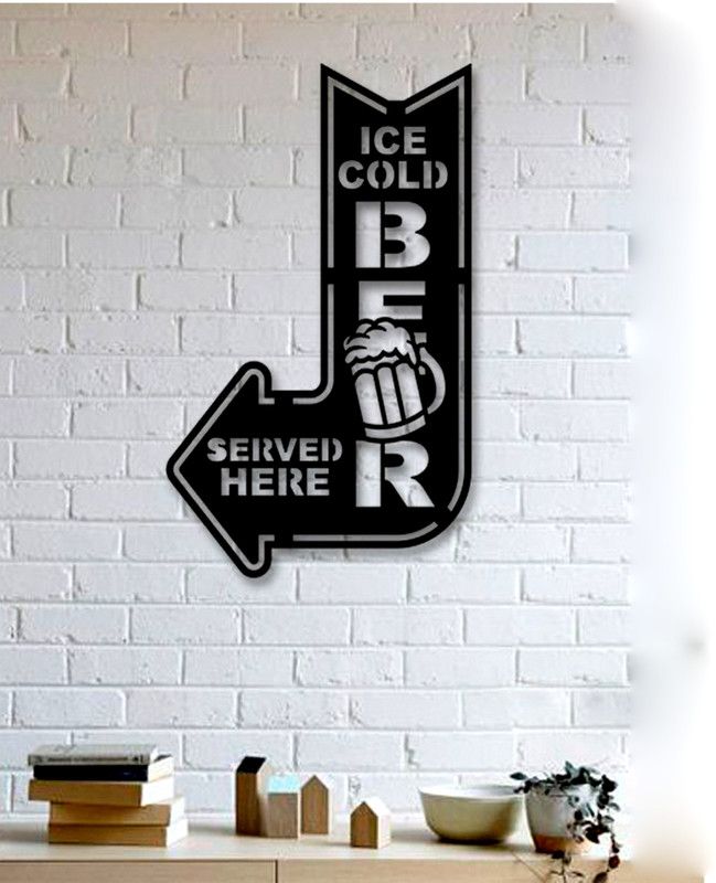 Sanvi Creations The 3D Wall Art ICE COLD BEER DESIGN WALL ART 81(Black)Suitable for Living Room,Foyer,Bedroom,Hallway  (18 cm X 12 cm, Black)