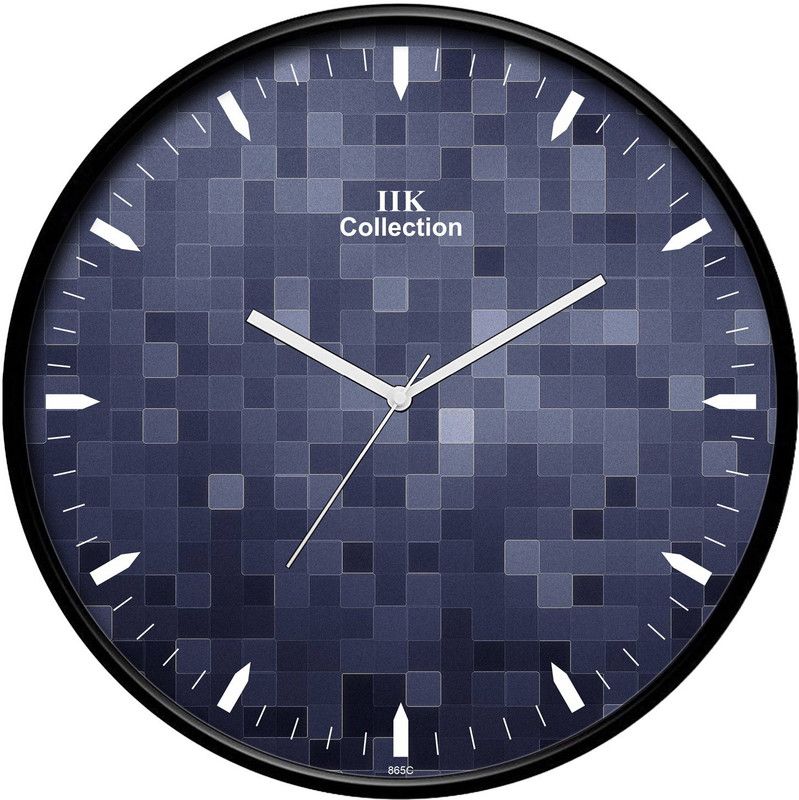 IIK Collection Analog 28 cm X 28 cm Wall Clock  (Black, With Glass, Standard)