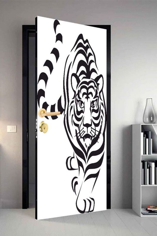 qth 213 cm Line Art Dor-1905 Design Door Sticker Self Adhesive Sticker  (Pack of 1)