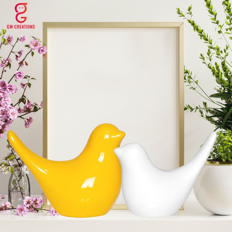 GW Creations Love Birds Statue Entique Finish , Love Couple statue Decorative Showpiece - 7 cm  (Polyresin, Blue, Black)