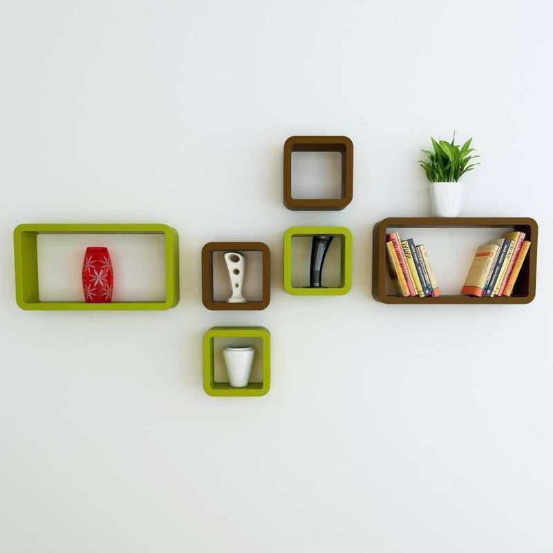 next wood Next Wood NW-110 MDF (Medium Density Fiber) Wall Shelf  (Number of Shelves - 6, Green)