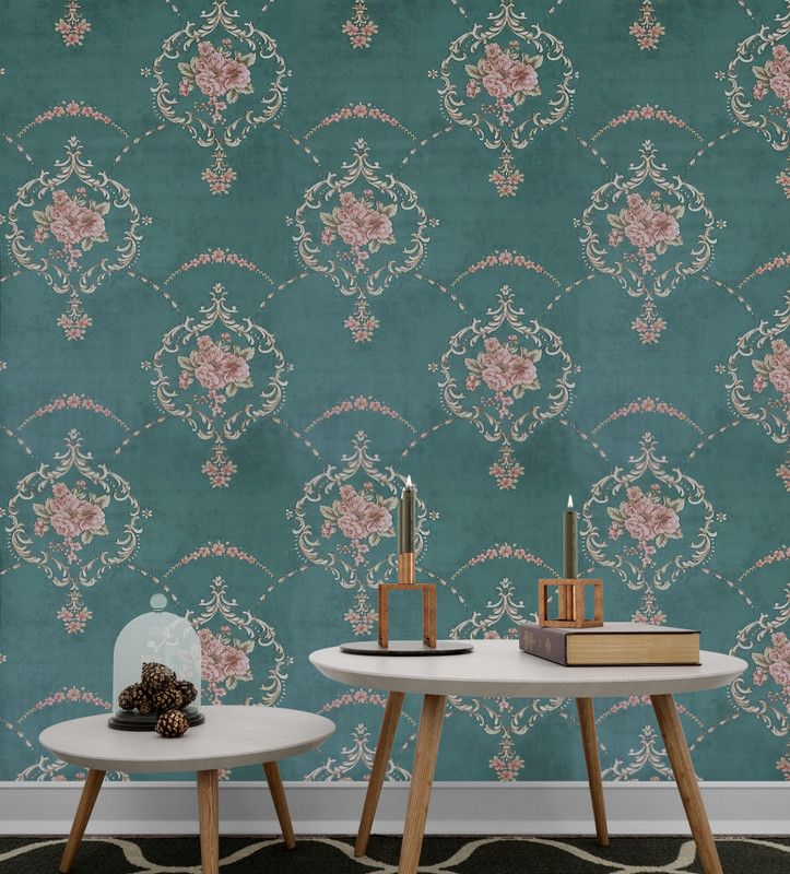 RoseCraft 600 cm Damask Design Self Adhesive Wallpaper for living /bedroom wall 28 sqft / roll Self Adhesive Sticker  (Pack of 1)
