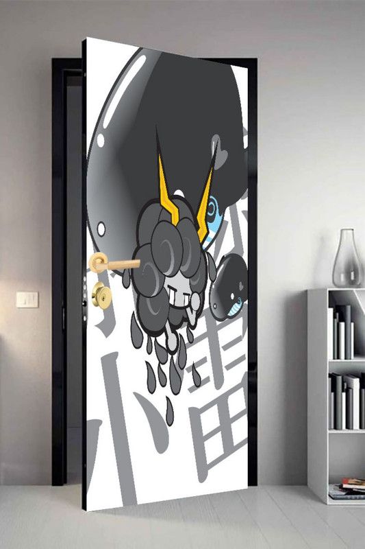 qth 213 cm Cartoon Dor-2333 Design Door Sticker Self Adhesive Sticker  (Pack of 1)