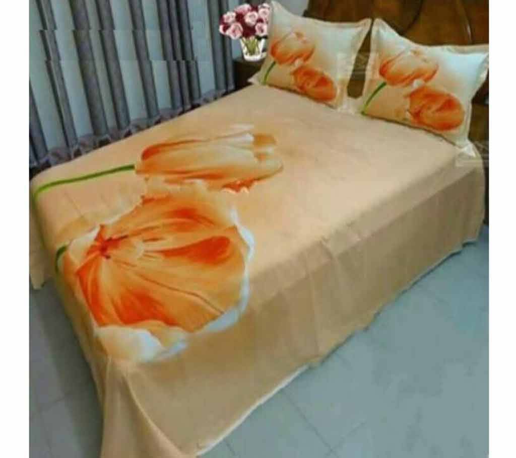 Double Size Cotton Bed Sheet with Matching 2 Pillow Covers - Multicolor Bed-54