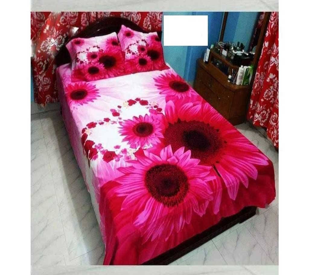 Cotton Bed Sheet - bs-420 - Red with Flower Design - MAF