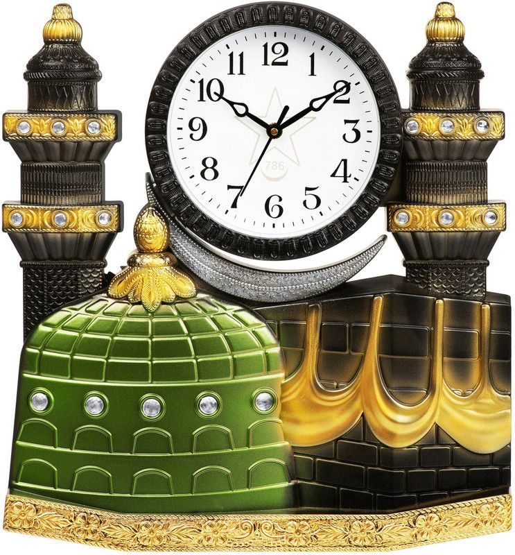 Attractionz Analog 35.5 cm X 38 cm Wall Clock  (Black, With Glass, Standard)
