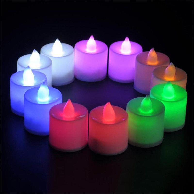 Festive Blessings Plastic Flameless Smoke Less LED Light Candles with Battery.. Candle  (Multicolor, Pack of 12)