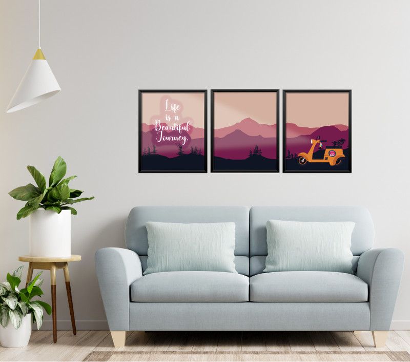 Beautiful Wall Paintings For Home Decor And Living Room / Modern Art Wall Paintings / Posters with Frame ( 11 inch x 14 inch, Synthetic Wood ) Set of 3 Paper Print  (14 inch X 11 inch)