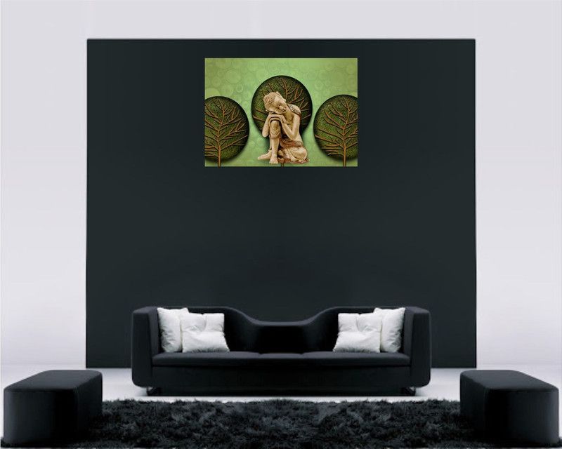 MADHUBAN DECOR 71 cm Lord Resting Buddha Statue Self Adhesive Sticker  (Pack of 1)