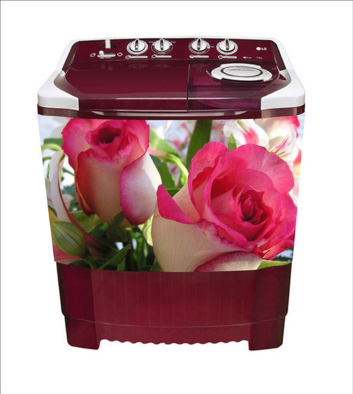 Crown Decals 60 cm decorative abstract flower washingmachine sticker Self Adhesive Sticker  (Pack of 1)