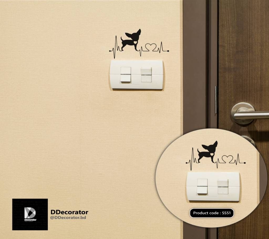 Heartbeat cute dog Switch & Socket Vinyl decals removable Sticker - DDecorator