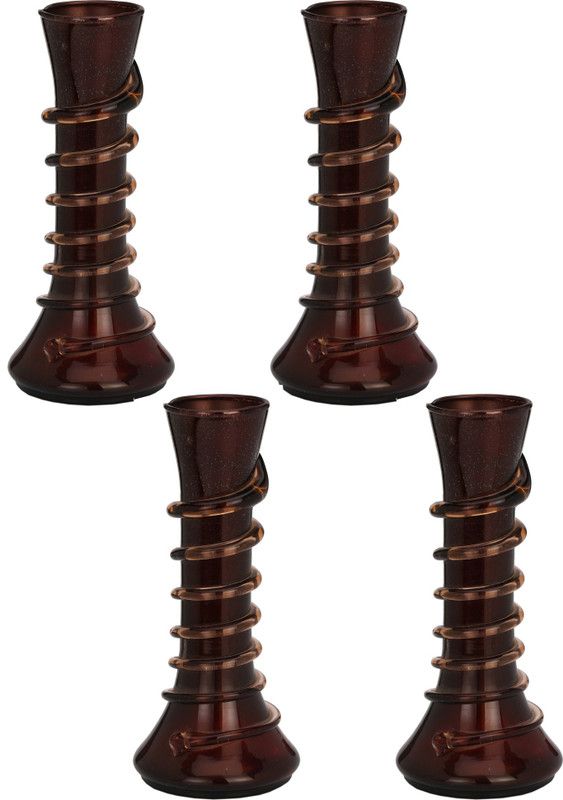 AFAST Maroon Glass Flower Vase Hand Decorative With New & Stylish Shape (Set Of Four)-TP26 Glass Vase  (8 inch, Maroon)