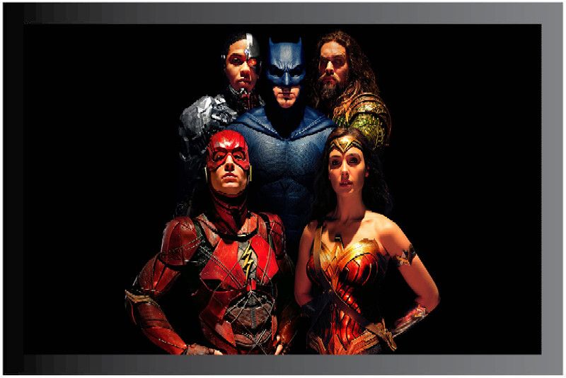 Justice League Superhero Frame Poster For Room Synthetic Wood Gloss Lamination F30 Paper Print  (14 inch X 20 inch, Framed)