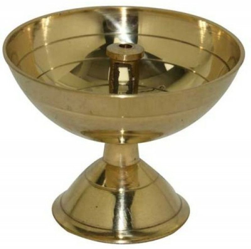 Lakhi Brass Table Diya  (Height: 1.75 inch)