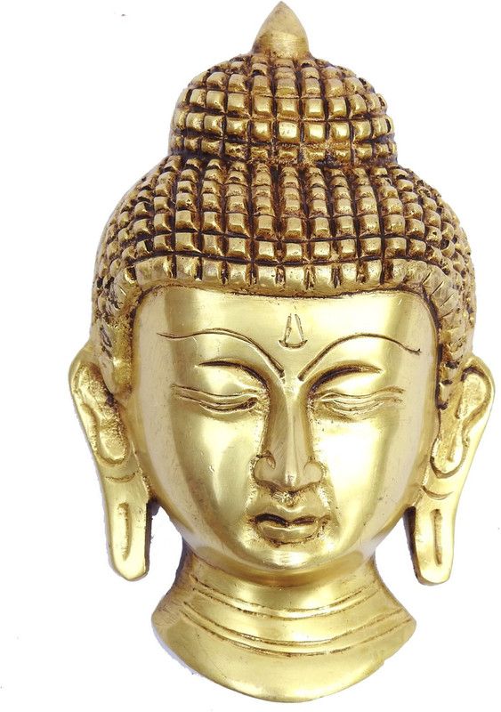 SUSAJJIT DECOR Buddha Face/ Head Wall Hanging Decorative Showpiece Decorative Showpiece - 12.5 cm  (Brass, Yellow)