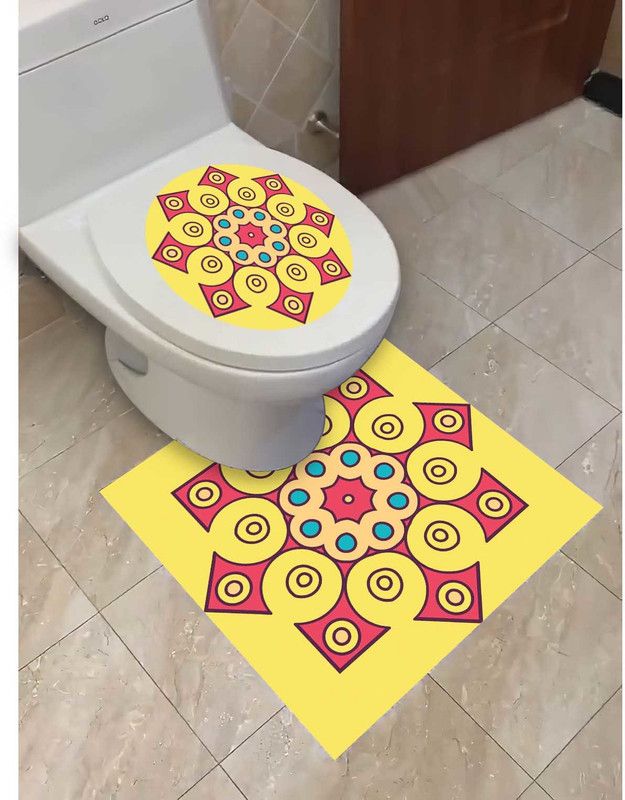 100yellow Toilet & floor Pack of 2  (23 inch X 23 inch, Multicolor)