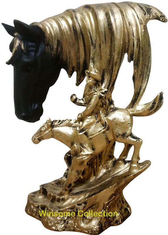 WINSOME COLLECTION Cow Boy Statue Horse Showpiece Animal Human Figurine for Home Room Office Decor Decorative Showpiece - 23 cm  (Polyresin, Multicolor)