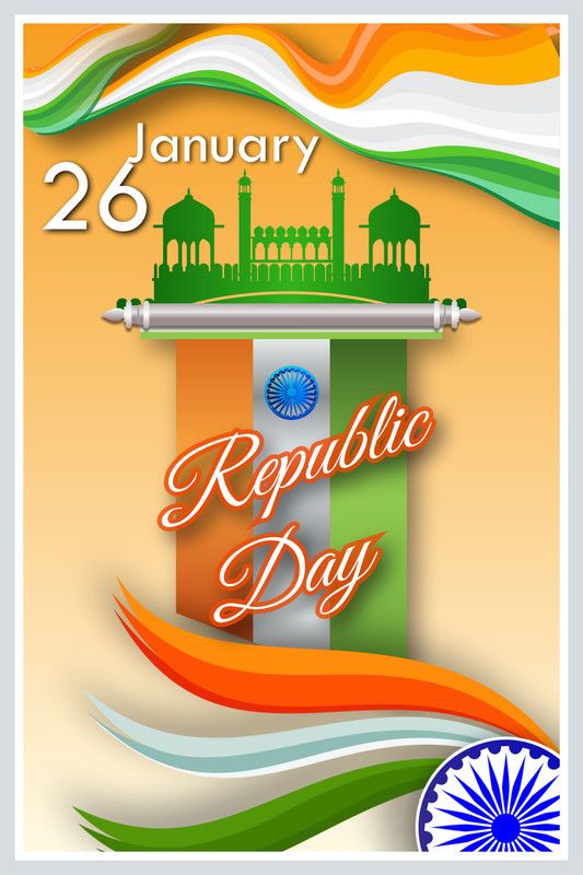 Taranga Happy Republic Day 26 January Sun Board Poster Sign Size 12×18 Poster Multicolor Paper Print  (18 inch X 12 inch)