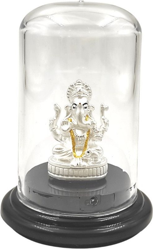 Veeram Jewels Pure Silver (999) Ganesh Idol Decorative Showpiece - 6.5 cm  (Silver, Silver)
