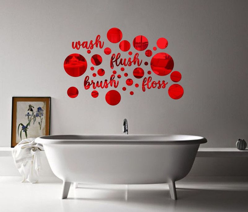 sp decals 38 cm decorative beautiful circle set red mirror acrylic sticker Self Adhesive Sticker  (Pack of 1)