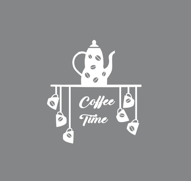 Sudarshan Creatives 50 cm Coffee time decorative wall sticker 56cm x 50cm Self Adhesive Sticker  (Pack of 1)