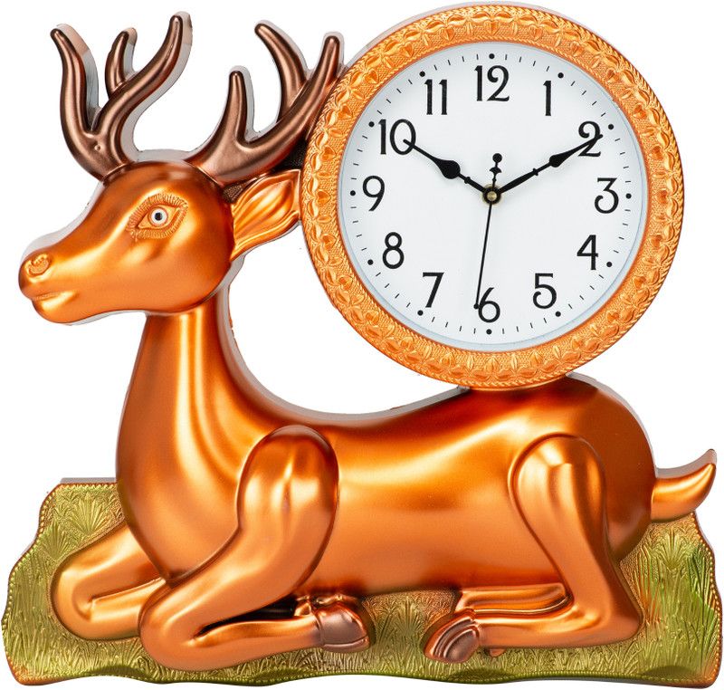 HorseHead Analog 37.5 cm X 39 cm Wall Clock  (Orange, With Glass, Standard)