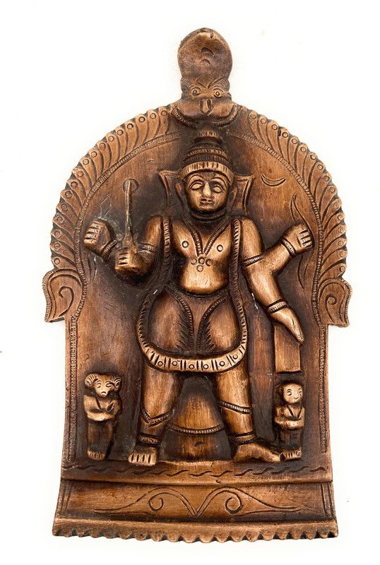 Bhunes Antiques - Brass Veerbhadra Idol | Veerabhadreshwara | Veerabhadreshwara Swamy | Bhairav | Shiva | Idol Decorative Showpiece - 19 cm  (Brass, Gold)