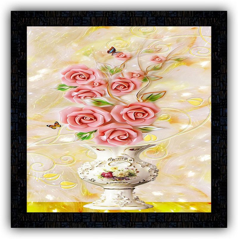 Poster N Frames framed poster of Flower floral-18149 Digital Reprint 14 inch x 14 inch Painting  (With Frame)