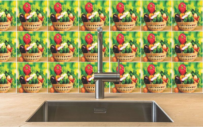 Jump up 60.96 cm Kitchen tile stickers ( Set of 9 ) Self Adhesive Sticker  (Pack of 9)