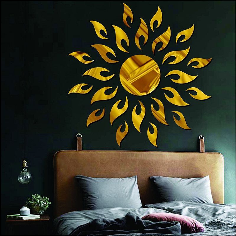 BEST DECOR 12.7 cm Sun Flame 10 Butterfly Golden-734 Self Adhesive Sticker  (Pack of 1)